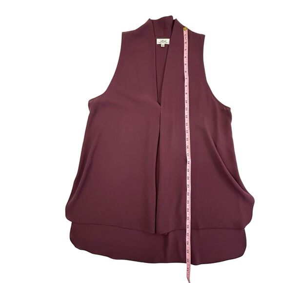 Aritzia Wilfred Nuit Blouse Women Medium Burgundy Plum Sleeveless Top Crepe - Picture 8 of 8